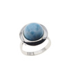Pierścionek regulowany z okrągłym Larimarem w srebrze