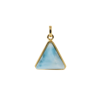 Zawieszka - larimar trójkąt w srebrze złoconym