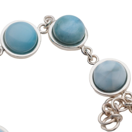 Bransoletka regulowana - Larimar koło w srebrze