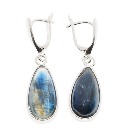 Kolczyki z kyanitami w srebrze - łzy