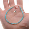 Bransoletka na nogę - Amazonit fasetowane kulki i srebro