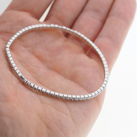 Bransoletka sprężynująca - cyrkonie w srebrze