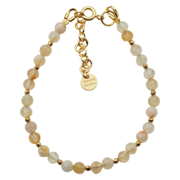 Bransoletka - Cytryn kulki i srebro złocone