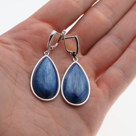 Kolczyki z kyanitami w srebrze - łzy