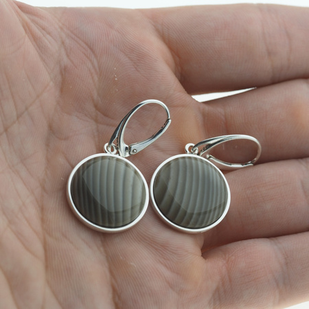 Srebrne kolczyki z Krzemieniem Pasiastym – bigiel angielski, srebro 925