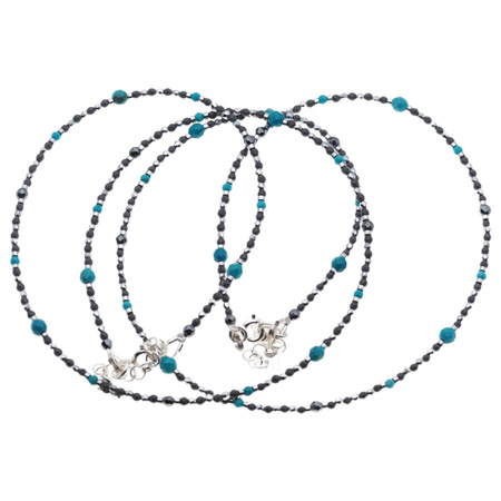 Naszyjnik regulowany - Turkus, Hematyt i srebro