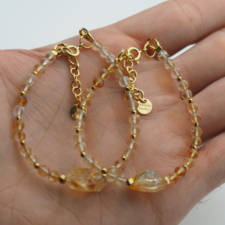 Bransoletka z cytrynem naturalnym – srebro 925 złocone 