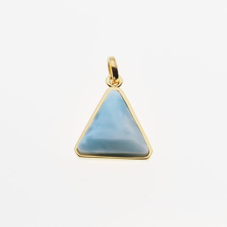 Zawieszka - larimar trójkąt w srebrze złoconym
