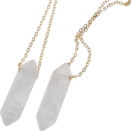 Naszyjnik - Kryształ Górski sopel na łańcuszku srebrnym złoconym