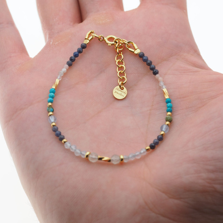 Bransoletka znak zodiaku wodnik - mix kamieni i srebro złocone