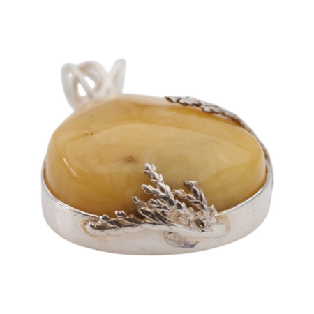 Zawieszka - Bursztyn mleczny łza w srebrze