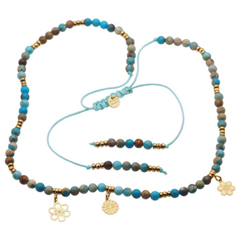 Naszyjnik regulowany- Jaspis cesarski niebieski i srebro złocone