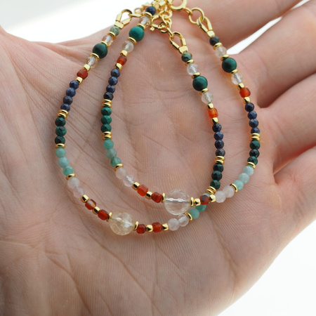 Bransoletka znak zodiaku byk - mix kamieni i srebro złocone