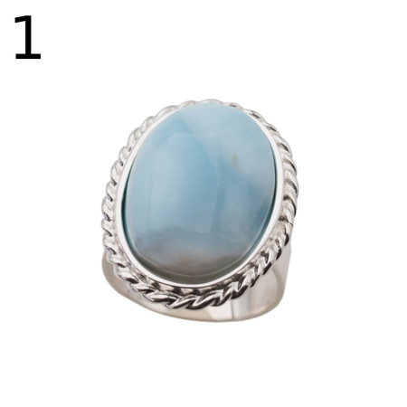 Pierścionek regulowany - owalny Larimar w srebrze