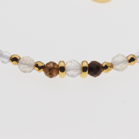 Bransoletka znak zodiaku lew - mix kamieni i srebro złocone