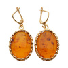 Kolczyki - koniakowy Bursztyn owal i srebro złocone