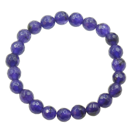 Bransoletka 19 cm - cięty Jadeit fioletowy kulki 8 mm
