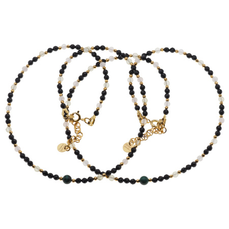 Naszyjnik mix - Turmalin, cytryn, kwarc różowy i srebro złocone