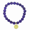 Bransoletka 18 cm - cięty Jadeit fioletowy kulki i złocone oko proroka