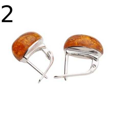 Kolczyki - koniakowy Bursztyn owal i srebro