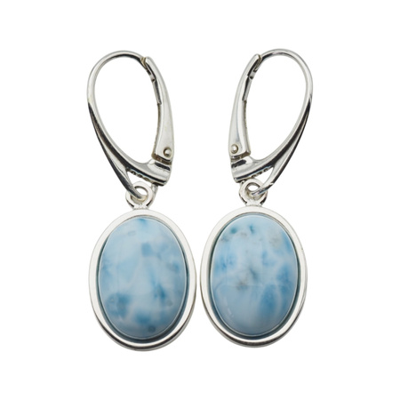 Kolczyki - Larimar owal i srebro