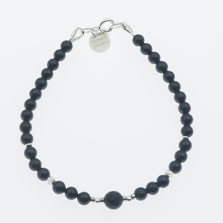 Bransoletka - Turmalin czarny, Onyks i srebro