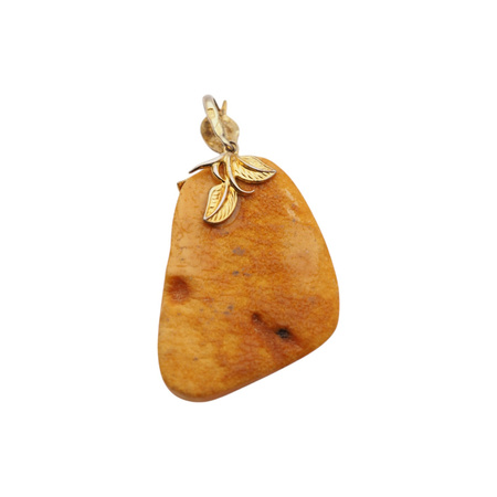 Zawieszka - surowy Bursztyn mleczny i srebro złocone