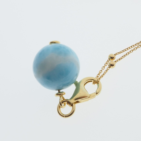 Naszyjnik na łańcuszku - larimar charms kulka 12mm w srebrze złoconym