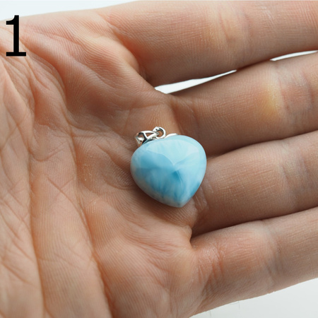 Zawieszka - larimar serce w srebrze rodowanym