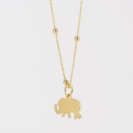 Naszyjnik ze słoniem z podniesioną trąbą- srebro złocone