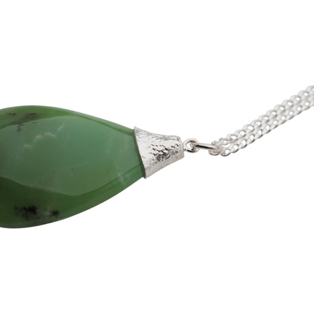 Naszyjnik srebrny z Chryzoprazem w kształcie łzy