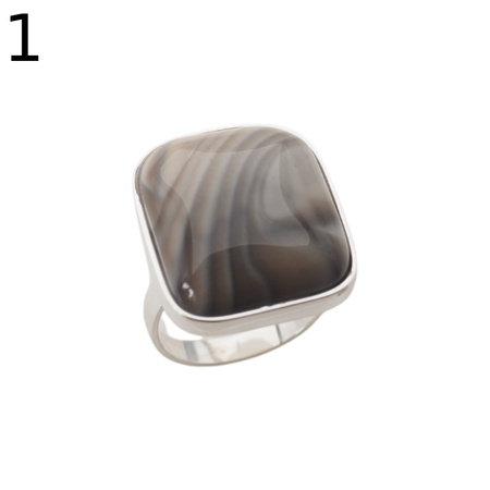 Srebrny pierścionek z Krzemieniem Pasiastym – ręcznie wykonany, srebro 925