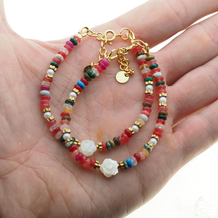 Bransoletka - Mix kamieni i srebro złocone