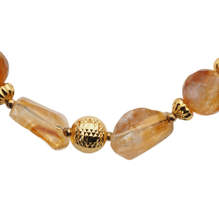 Bransoletka - Cytryn cięty, Kwarc Różowy i srebro złocone