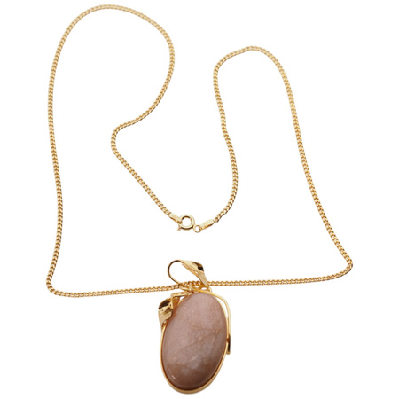 Naszyjnik - Zawieszka Kamień Słoneczny na łańcuszku w srebrze złoconym