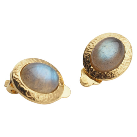 Klipsy - Labradoryt owalny w srebrze złoconym