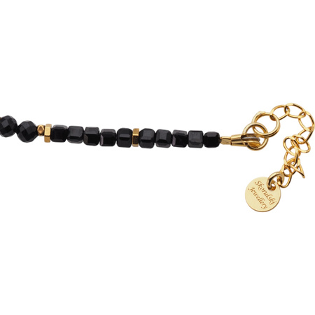 Naszyjnik - Turmalin czarny, Hematyt złoty i srebro złocone