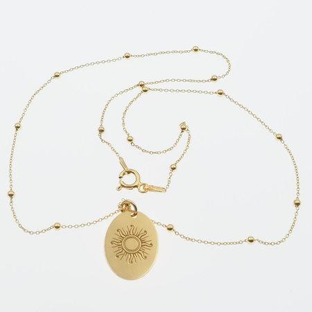 Naszyjnik z blaszką z wzorem słońca - srebro złocone