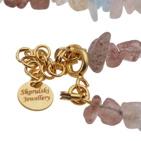 Naszyjnik - Mix kamieni sieczka, kulki i srebro złocone