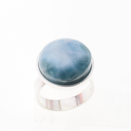 Pierścionek regulowany z okrągłym Larimarem w srebrze