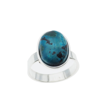 Pierścionek regulowany - Chryzokola owalna w srebrze