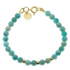 Bransoletka 18,6 cm - Amazonit fasetowane kulki i srebro złocone