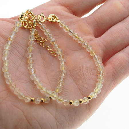 Bransoletka - Cytryn kulki i srebro złocone