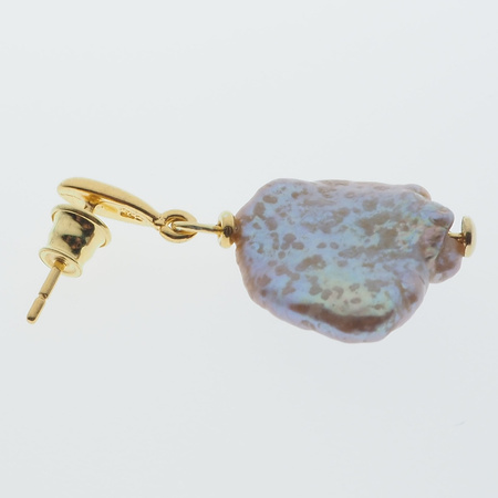 Kolczyki - fioletowe Perły Keshi w srebrze złoconym