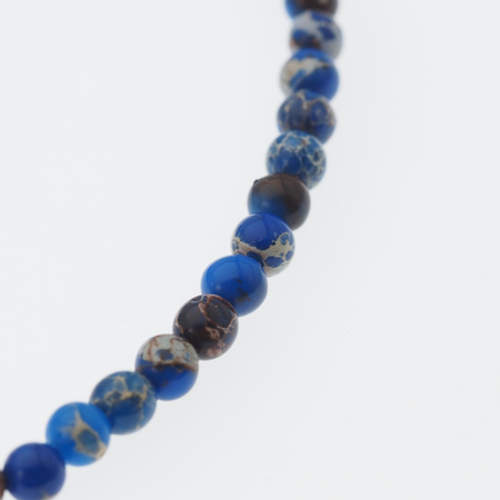 Naszyjnik z sercem - Jaspis cesarski niebieski i srebro złocone