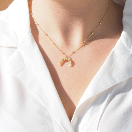 Naszyjnik z młotkowanym księżycem - srebro złocone