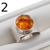 Pierścionek sygnet - Koniakowy Bursztyn fasetowany w srebrze (różne rozmiary)