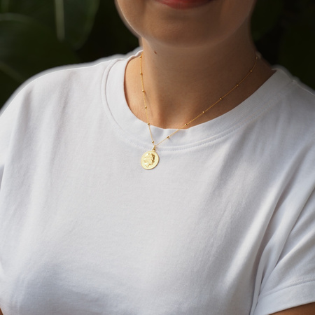 Naszyjnik z monetą  Elżbieta II- srebro złocone