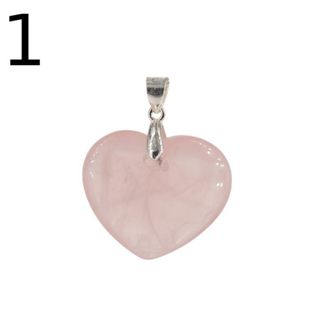 Zawieszka - Kwarc Różowy serce w srebrze