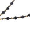 Naszyjnik różaniec - Turmalin, hematyt, Larimar i srebro złocone